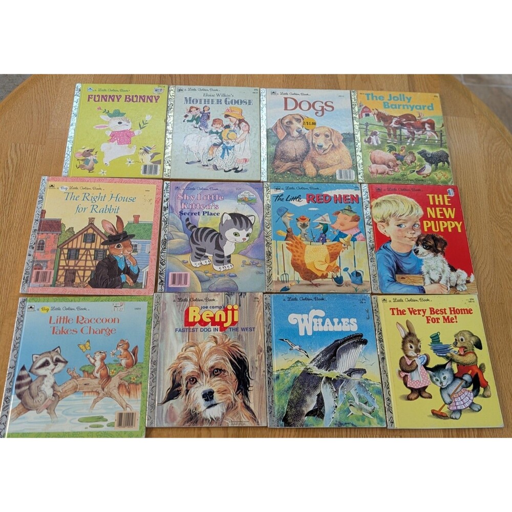 Vintage 70/80s Little Golden Books (2 Big) Animal Themes Lot Of 12 Good Cond!!